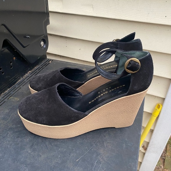 Vintage Robert Clergerie Platform Wedge Black Mary Janes 8 - Picture 1 of 7